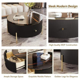 ZUN Modern Round Coffee Table with 2 large Drawers Storage Accent Table WF311606AAB