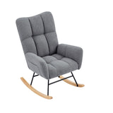 ZUN grey teddy fabric rocking chair W588123407