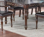 ZUN Formal 1pc Dining Table w 2x Leaves Only Brown Finish Antique Design Rubberwood Large Family Dining B011138667