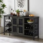 ZUN Industrial Wine Bar Cabinet, Liquor Storage Credenza, Sideboard with Wine Racks & Stemware Holder W116241634
