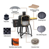 ZUN 24 "Ceramic Pellet Grill with 19.6" diameter Gridiron Double Ceramic Liner 4-in-1 Smoked Roasted BBQ ET299476ORG