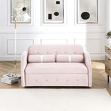 ZUN Modern 55.5" Pull Out Sleep Sofa Bed 2 Seater Loveseats Sofa Couch with side pockets, Adjsutable W119366635