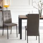 ZUN Grey Velvet High Back Nordic Dining Chair Modern Fabric Chair with Black Legs, Set Of 2 W116465077