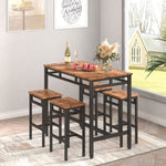 ZUN Bar table set 5PC Dinging table set with high stools, structural strengthening, industrial style. W1162126311