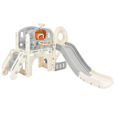 ZUN Kids Slide Playset Structure, Freestanding Castle Climbing Crawling Playhouse with Slide, Arch PP300683AAE