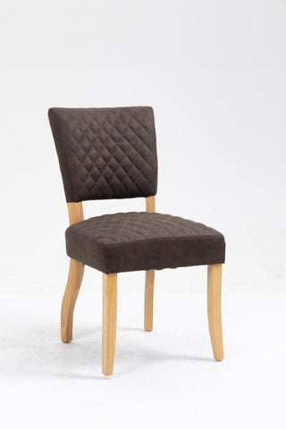 ZUN Upholstered Diamond Stitching Leathaire Dining Chair with Solid Wood Legs BROWN W28668031