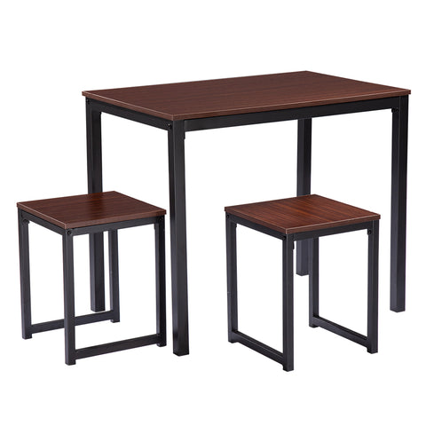 ZUN Simple Wood Grain 75cm High Three-Piece Dining Table And Chair [90 x 60 x 75cm] Light Walnut Color 12013201