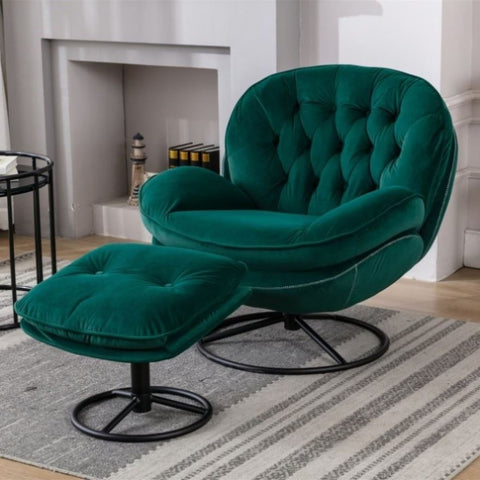 ZUN Accent chair TV Chair Living room Chair with Ottoman-GREEN W67632622