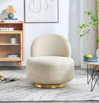 ZUN Wool Fabric Accent Armchair Barrel Chair With Gold Metal Ring,Cream BC-430 W1727103857