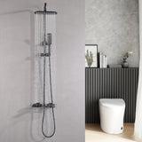 ZUN 3-function Shower System with Adjustable Slide Bar Wall Mount Rainfall and Hand Shower in Matte W105960347