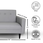 ZUN Grey Faux Leather Sofa, Modern 3-Seater Sofas Couches for Living Room, Bedroom, Office, and B124142414