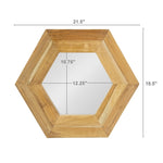 ZUN 18.5" x 18.5" Hexagon Mirror with Natural Wood Frame, Wall Decor for Living Room Bathroom Hallway, W2078133974