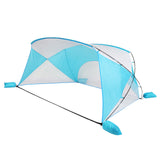 ZUN 240cm*180cm*150cm Polyester Cloth Fiber Pole Open Boat Type Beach Awning Blue And White 01254454