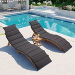 ZUN TOPMAX Outdoor Patio Wood Portable Extended Chaise Lounge Set with Foldable Tea Table for Balcony, WF300021AAE