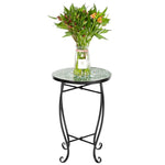 ZUN Mosaic Round Terrace Bistro Table With Coloured Glass Green Flowers Mosaic 44796541