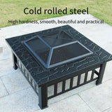 ZUN Fire Pit 32'' Wood pit Metal Square Outdoor Fire Tables SteelFire Pit Bowl with Spark 51238506