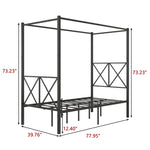 ZUN Metal Canopy Bed Frame, Platform Bed Frame with X Shaped Frame, Twin Black 72766923