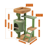 ZUN Unique Cactus Cat Tree Cat Tower with Sisal Covered Scratching Post, Cozy Condo, Plush Perches, 87049854