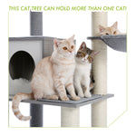 ZUN Modern Cat Tree Cat Tower with Scratching Posts, Cozy Condo, Soft Hammock and Top Perch, Dangling 59227796