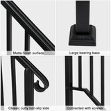ZUN Matte Black Outdoor 3 Level Iron Handrail 80666382