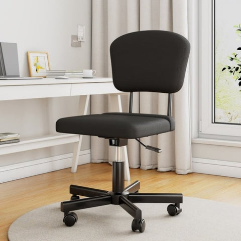 ZUN Mesh Task Chair Plush Cushion, Armless Desk Chair Home Office Adjustable Swivel Rolling Task 53029578
