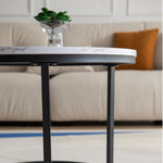 ZUN Modern Nesting coffee table,Black metal frame with marble color top-23.6" W24767138