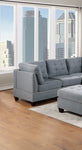 ZUN Living Room Furniture Tufted Corner Wedge Grey Linen Like Fabric 1pc Cushion Nail heads Wedge Sofa B011119654