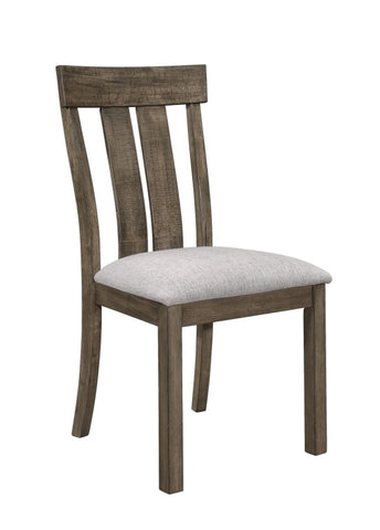 ZUN 2pc Brown Oak & Gray Fabric Dining Chair Rustic Farmhouse Style Standard Dining Height Upholstered B011P147700
