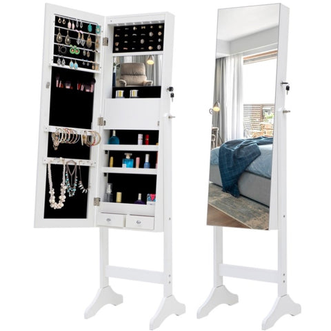 ZUN Fashion Simple Jewelry Storage Mirror Cabinet With LED Lights,For Living Room Or Bedroom W40718048