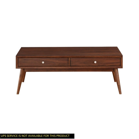 ZUN Retro Modern Style 1pc Coffee Table with 2x Drawers Brown Finish Living Room Furniture Walnut Veneer B011P146561