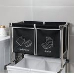 ZUN Laundry Hamper 2 Tier Laundry Sorter with 4 Removable Bags Organizing Clothes,With four wheels 97775366