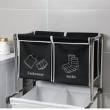 ZUN Laundry Hamper 2 Tier Laundry Sorter with 4 Removable Bags Organizing Clothes,With four wheels 97775366