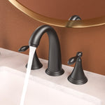ZUN 2 Handle Widespread Bathroom Faucet 3 Hole, with Pop Up Drain and 2 Water Supply Lines, Matte Black W124379942