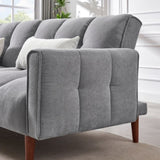 ZUN Convertible Futon Sofa Bed, Adjustable Couch Sleeper, Modern Fabric Linen Upholstered Futon Sofa bed W1123104797