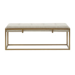 ZUN Button-tufted Upholstered Metal Base Accent Bench B03548754
