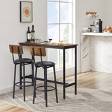 ZUN Bar Table Set with 2 Bar stools PU Soft seat with backrest, Rustic Brown,43.31'' L x 15.75'' W x W116242792