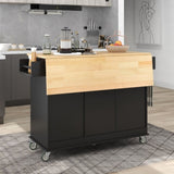 ZUN Rolling Mobile Kitchen Island with Solid Wood Top Locking Wheels,52.7 Inch Width,Storage Cabinet WF287035AAB