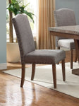 ZUN 2pc Brown Finish Side Chair Beige Fabric Upholstered Seat Nailhead Trim Accent Dining Room Wooden B011135284