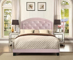 ZUN Full Upholstered Platform Bed with Adjustable Headboard 1pc Full Size Bed Pink Fabric B011120845