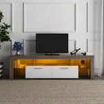 ZUN 20 minutes quick assembly brown simple modern TV stand with the toughened glass shelf cabinet W67943604