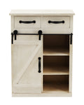 ZUN Classic Style White Country Style Single Barn Door With 2 Drawers Vintage Wooden Cabinet 84969480