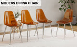 ZUN Modern simple golden brown dining chair plastic chair armless crystal chair Nordic creative makeup W1151P143518