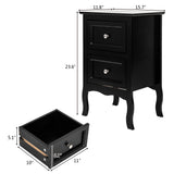 ZUN 2pcs Country Style Two-Tier Night Tables Large Size Black 46330063