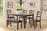 ZUN Classic Style 6pcs-Dining Set Rectangle Table 4 Side Chairs And Bench Dining Room Furniture MDF HS00F2547-ID-AHD