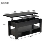 ZUN ON-TREND Lift Top Coffee Table, Multi-Functional Coffee Table with Open Shelves, WF314404AAB