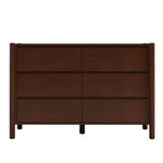 ZUN Mid Century Modern Wood 6-Drawer Dresser Storage Cabinet for Bedroom, Living Room, Rich Walnut WF307172AAD