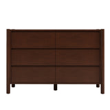 ZUN Mid Century Modern Wood 6-Drawer Dresser Storage Cabinet for Bedroom, Living Room, Rich Walnut WF307172AAD