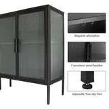 ZUN Stylish 4-Door Tempered Glass Cabinet with 4 Glass Doors Adjustable Shelf and Feet Anti-Tip W1673127684