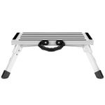 ZUN New Folding Aluminum Platform Step Stool RV Ladder With Reflective Stripe+Handle 30731396