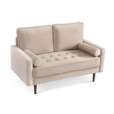 ZUN 57.1 Upholstered Sofa Couch Furniture, Modern Velvet Loveseat, Tufted 3-seater Cushion with Bolster B082111398